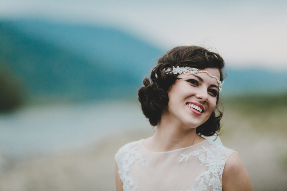 Woman with curls in hair