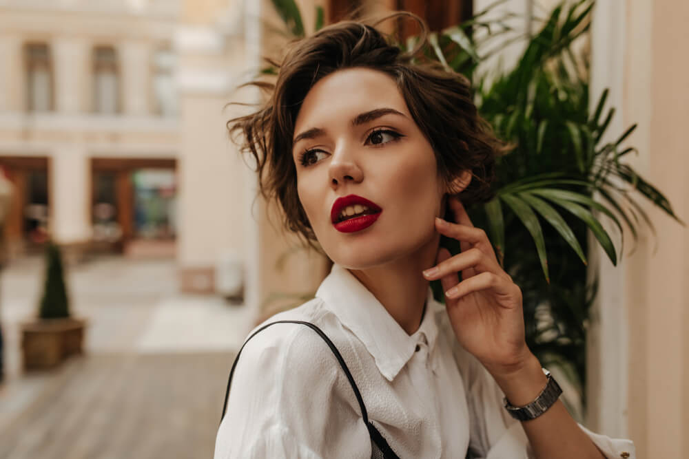 Woman with short hair