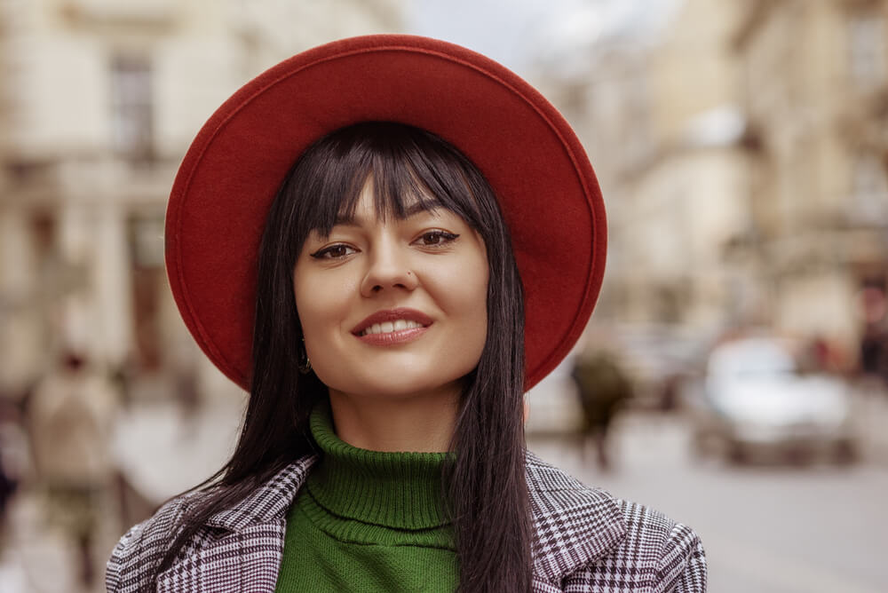 Woman with bangs