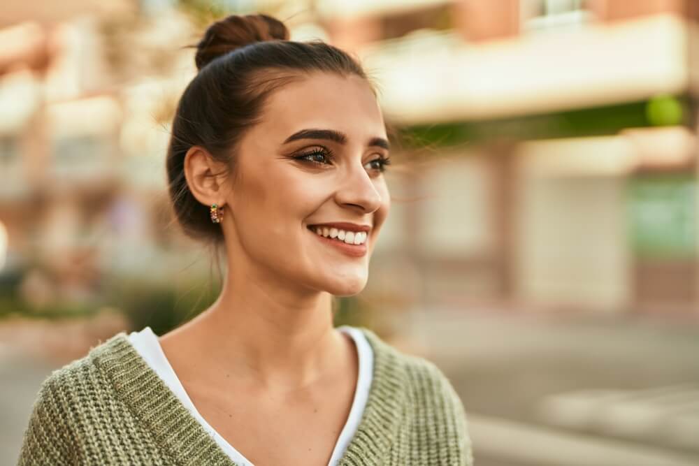 Woman with bun in hair