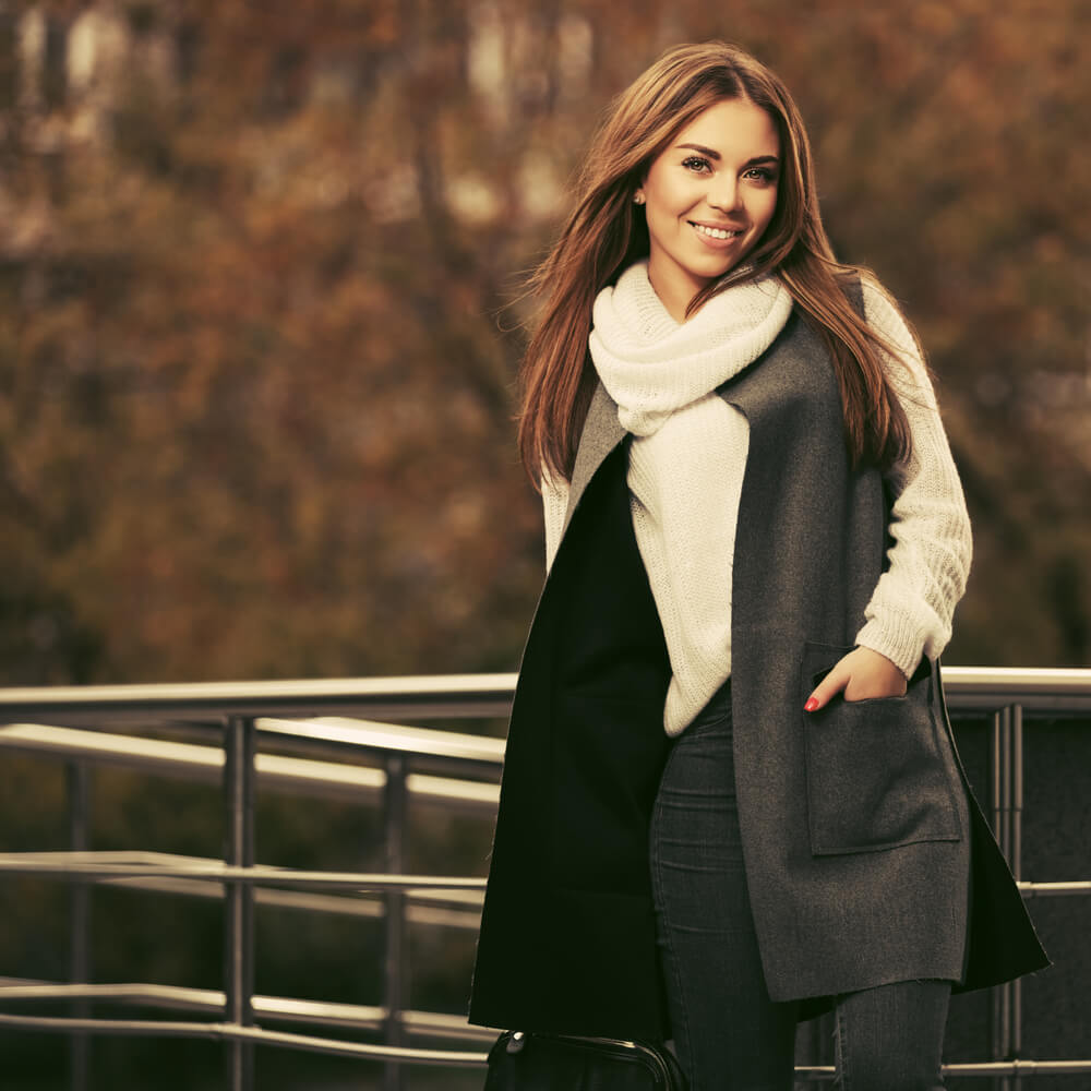 Woman with straight hair