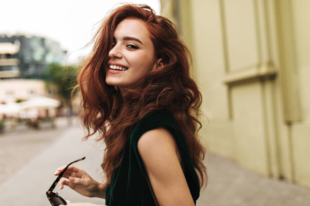 Woman with curly hair