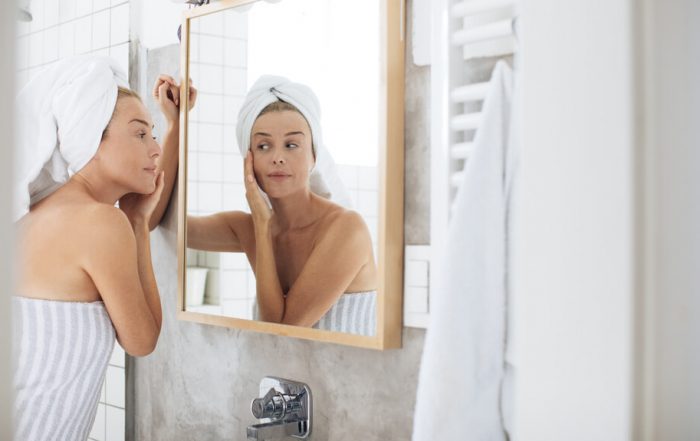 woman exfoliating