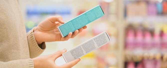 woman skincare label