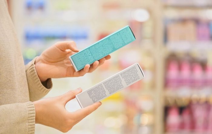 woman skincare label