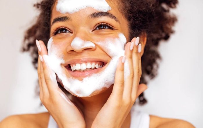 girl washing face