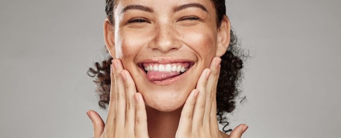 woman smiling skincare