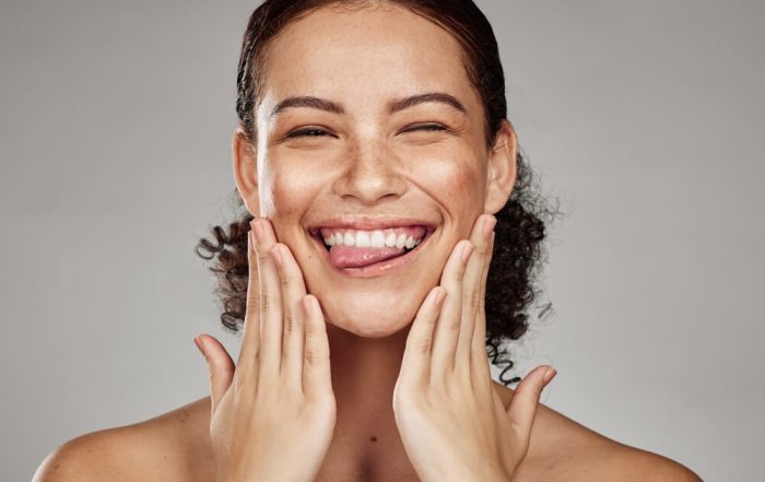 woman smiling skincare